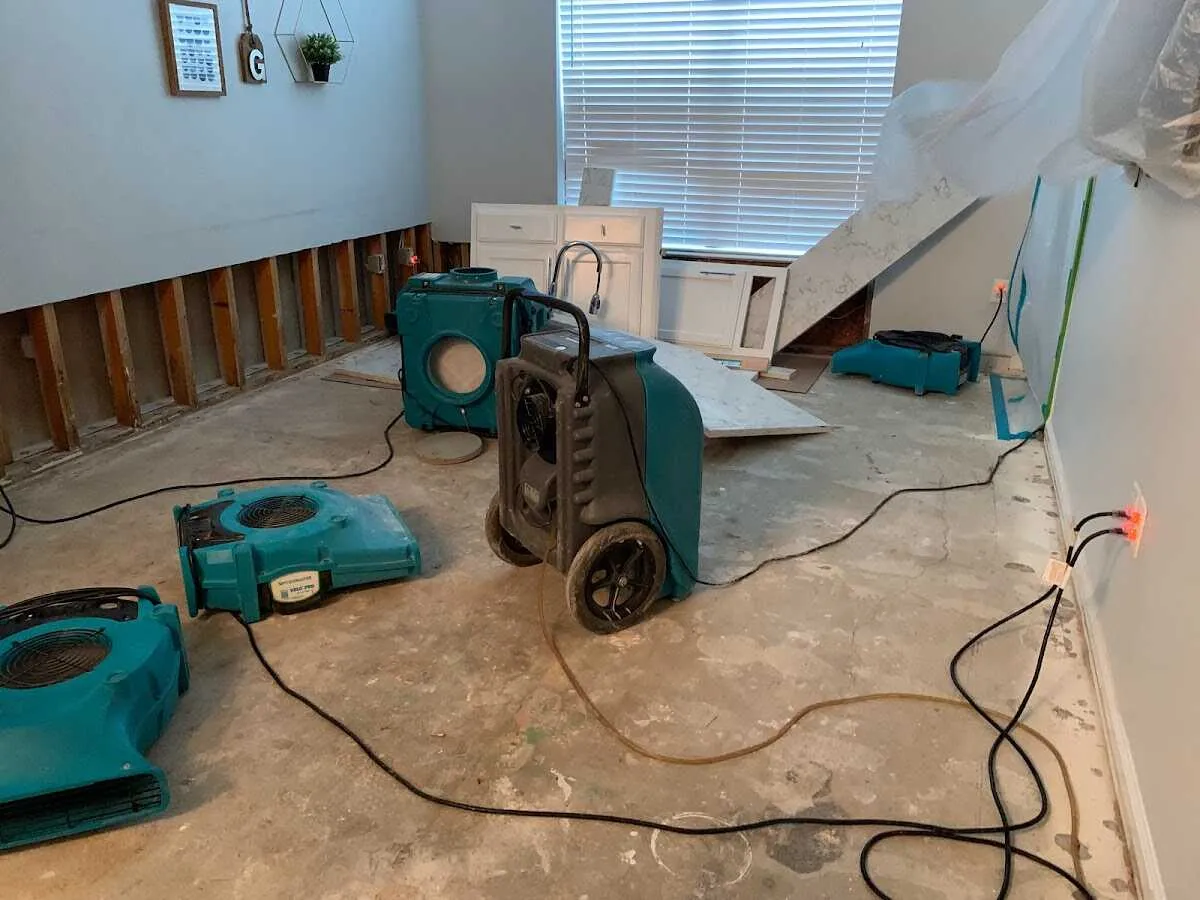 Dehumidifier in flood-cut room for Water Damage Restoration in San Dimas
